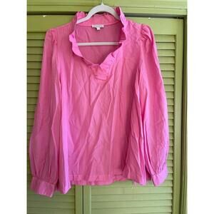 Crown and Ivy Pink Ruffle Boho Blouse - Size XXL - Gently Used